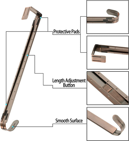 Sattiyrch Adjustable Wreath Hanger - Over The Door Hook 15-25 Inch, Supports 20 lbs, Brushed Copper