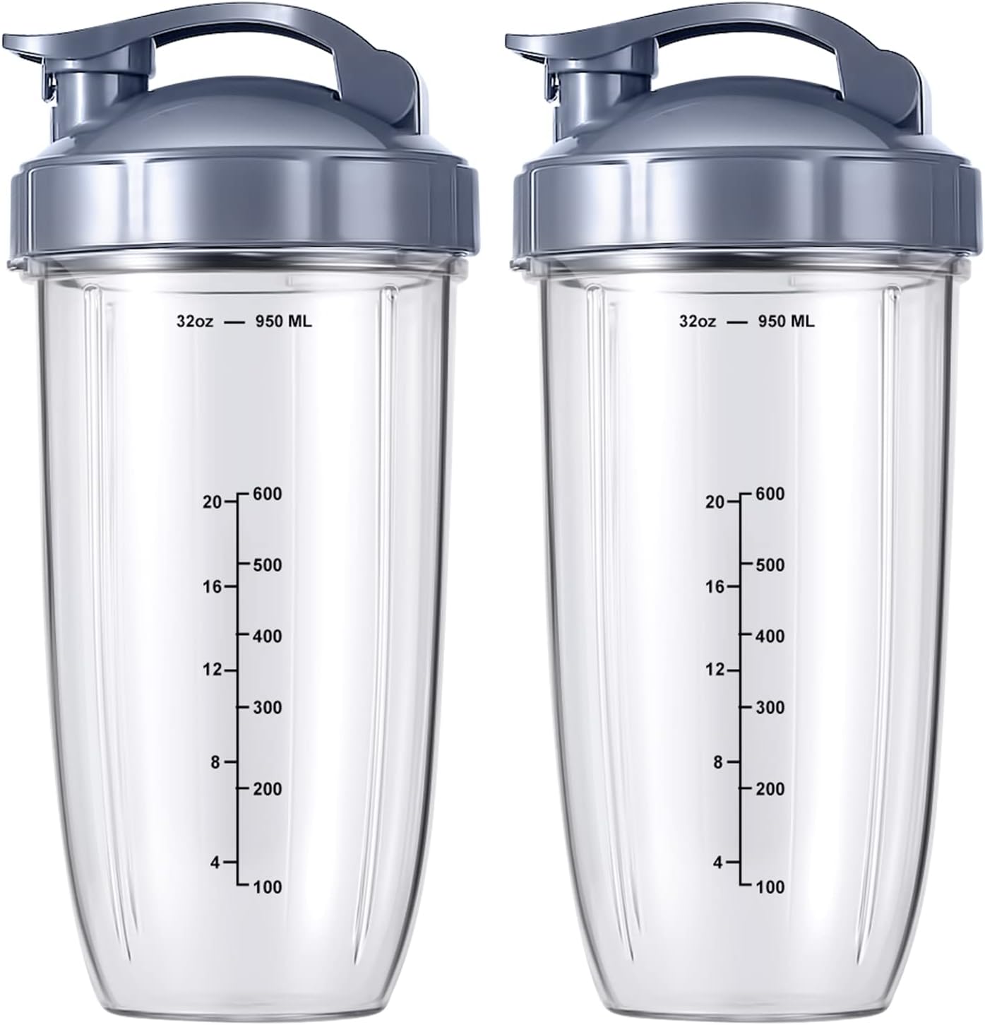NutriBullet 32oz Replacement Cups - Upgrade with Flip-Top To-Go Lid & Rubber Gaskets | 2-Pack