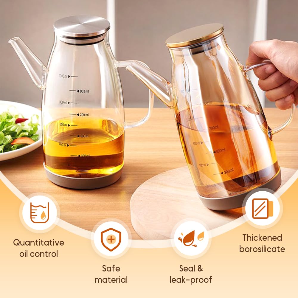 PUSKIU Oil Dispenser Bottle with Drip Free Spout, 2 in 1 Oil Dispenser and Sprayer for Kitchen, Olive Oil Dispenser Bottle Oil Dispensing Bottles for Cooking Glass Oil Spray Bottle (Clear 550ML)