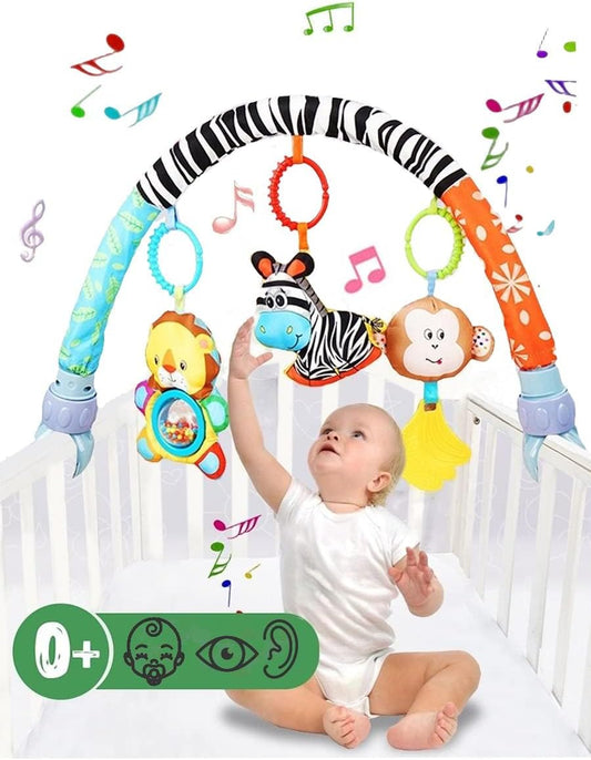 Pau1Hami1ton Baby Stroller Arch Toys - Adjustable Hanging Toy Bar for Crib, Car Seat & Bouncer | Zebra Design