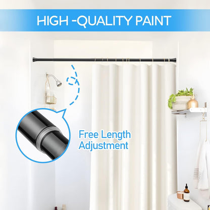 Skiennix Tension Curtain Rod - Adjustable 28-48 Inch Non-Slip Design for Windows & Closets