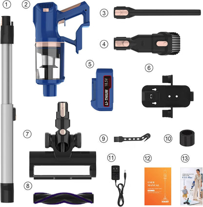 Skiennix Cordless Vacuum Cleaner - 45Kpa Powerful Suction, 60 Min Runtime, Lightweight Design for Pet Hair & Hard Floors