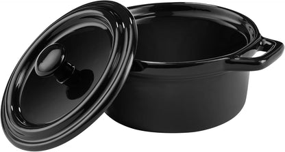 Navaris Mini Dutch Oven Casserole Dish Set - Oven-Proof with Lid - Easy Clean - 4 x 8 oz (237 ml) - Black