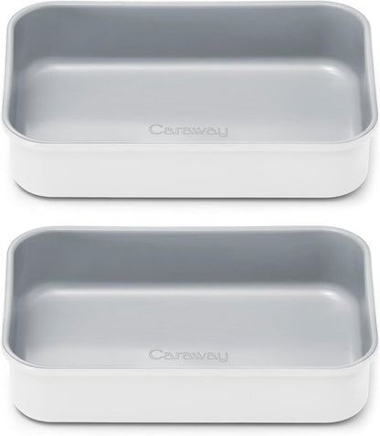 Caraway Nonstick Baking Pan Duo | 9” x 6.5” Deep Ceramic Bakeware - Non-Toxic, PTFE & PFOA Free - White