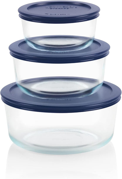 Pyrex Simply Store Glass Food Storage Containers Set - 3-Pack Meal Prep with BPA-Free Lids | Dishwasher & Microwave Safe (2, 4 & 7 Cup)