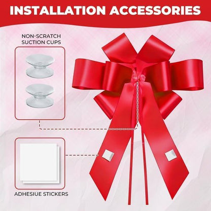 Big Car Bow - 30 Inch Giant Gift Bow for Birthdays, Christmas, Weddings | Large Red Car Decoration