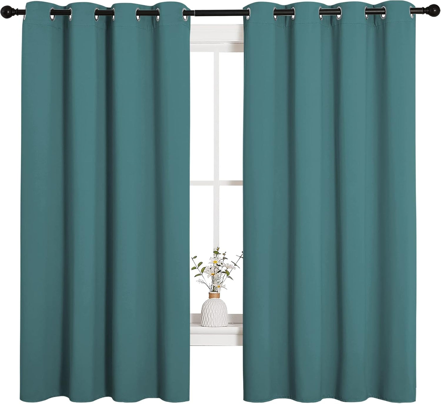 NICETOWN Blackout Curtain Panels - Thermal Insulated Draperies in Sea Teal | 55" x 68" (One Pair)