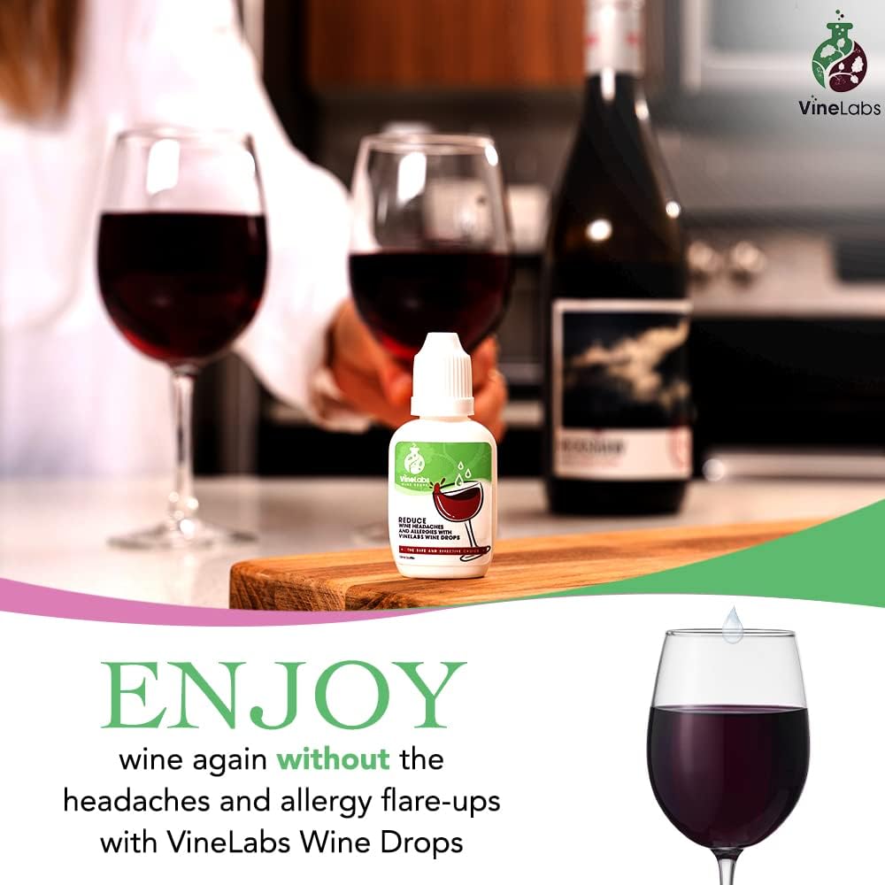 Sulfite Removing Wine Drops - 2pk - Odorless and Tasteless Purifier for Red and White Wines, Natural Headache Reducer, Made in the USA