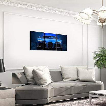 Feelyou Blue Race Car Canvas Wall Art - 3 Piece Set for Home Decor | 12"x16" Extreme Sports Artwork
