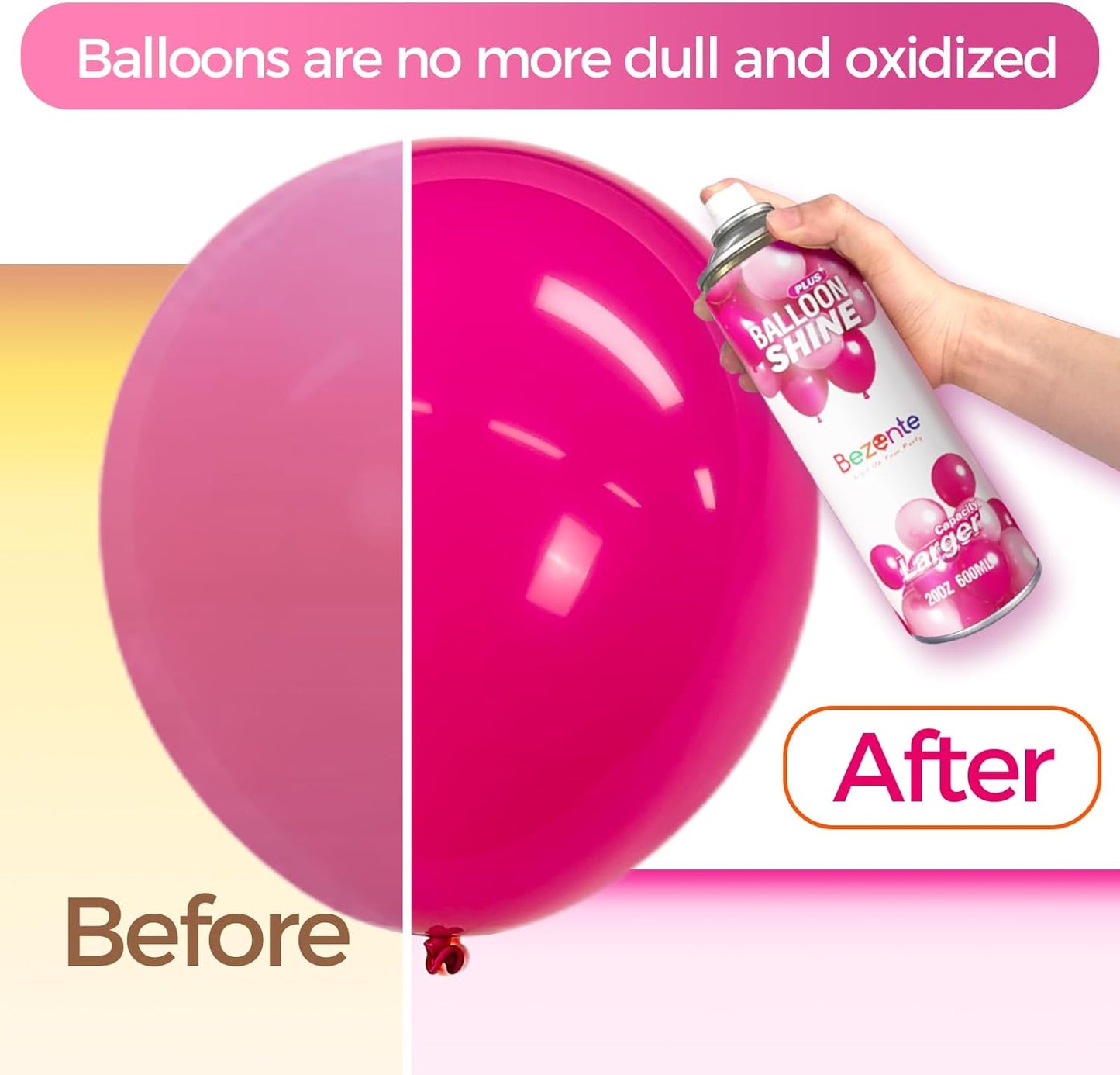 Bezente Balloon Shine Spray - 20 oz Waterproof, Long-Lasting High Shine for Party Decorations