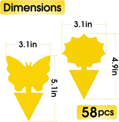 Skiennix 58 Pack Flying Insect Traps - Non-Toxic Yellow Sticky Traps for Gnats & Flies, Indoor/Outdoor Use
