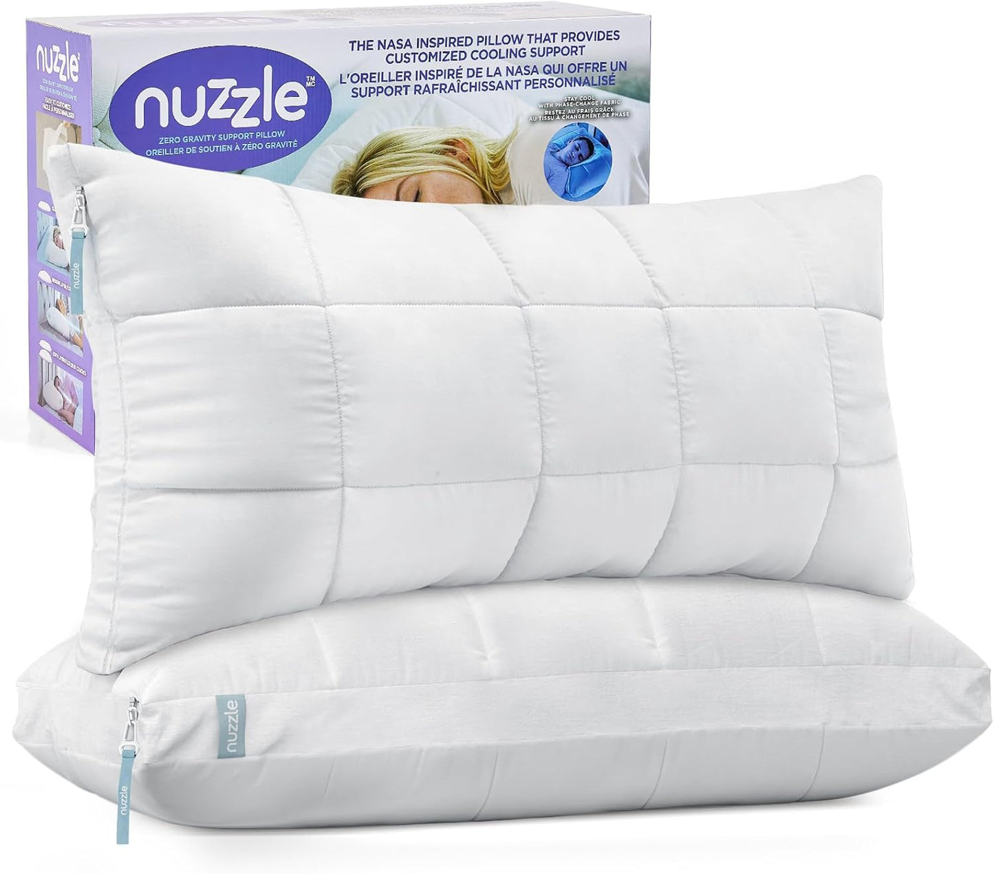 Skiennix Cooling Adjustable Pillows Set of 2 | Luxury Queen Size for Side Sleepers - Soft & Firm Comfort
