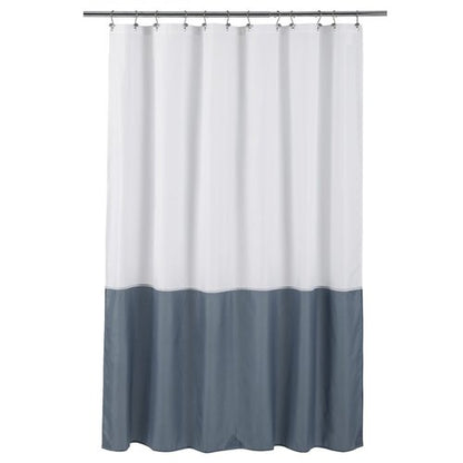 ALYVIA SPRING Waterproof Fabric Shower Curtain Liner - Soft & Light-Weight Cloth Shower Liner, 3 Bottom Magnets, Hotel Quality & Machine Washable - Standard Size 72x72, White and Stone Blue