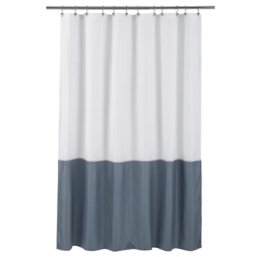 ALYVIA SPRING Waterproof Fabric Shower Curtain Liner - Soft & Light-Weight Cloth Shower Liner, 3 Bottom Magnets, Hotel Quality & Machine Washable - Standard Size 72x72, White and Stone Blue