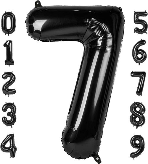 Balloon Number 7 - 40 Inch Black Birthday Decoration for 7th, 17th, 27th, and 70th Celebrations