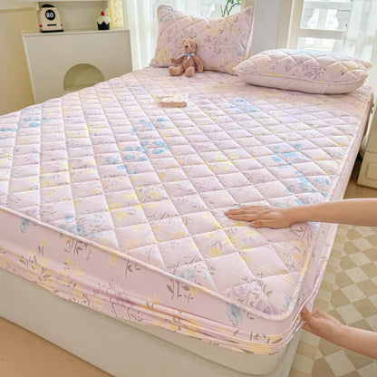 California King Quilted Mattress Cover A03 Breathable Soft Fitted Bed Protector