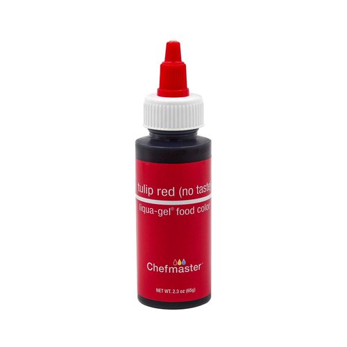 Chefmaster Liqua-Gel Food Color - Tulip Red, 2.3 oz | No Taste, Perfect for Baking and Decorating