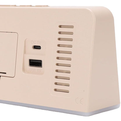 Projection Alarm Clock with 180° Rotating Projector, 3-Level Brightness, USB-C & USB Charging, Gray