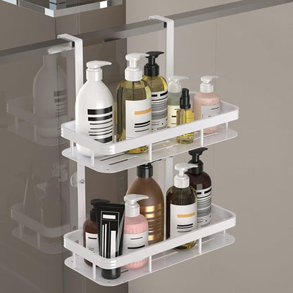 White Over Door Shower Caddy - Rustproof 2-Tier Bathroom Organizer | 11.81x5.31 Inch Shelves