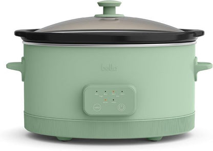 Bella 6.0 Qt Programmable Slow Cooker - Ceramic Nonstick, Adjustable Temp & Dishwasher Safe, Seaglass