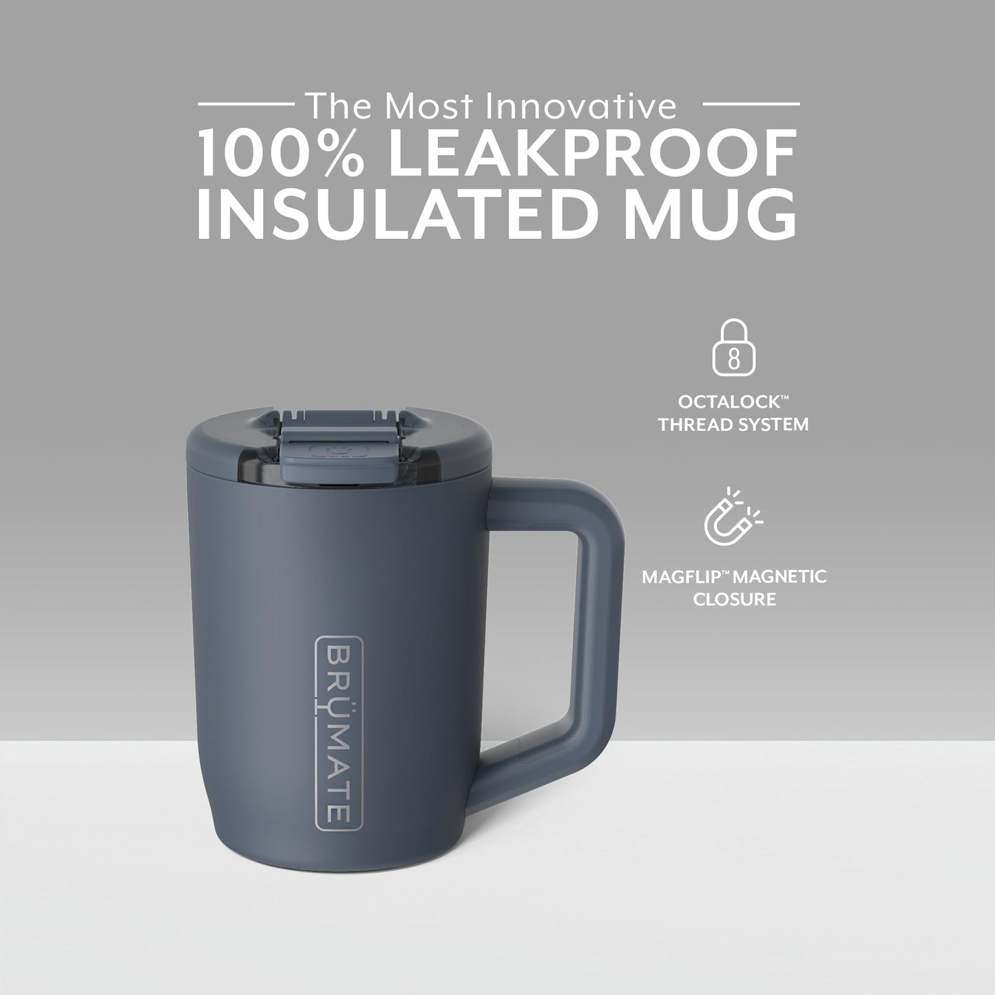 BrüMate Müv - 15oz 100% Leak Proof Insulated Coffee Mug with Handle & Lid - Stainless Steel Coffee Travel Mug - Double Walled Coffee Cup (Nightfall Blue)