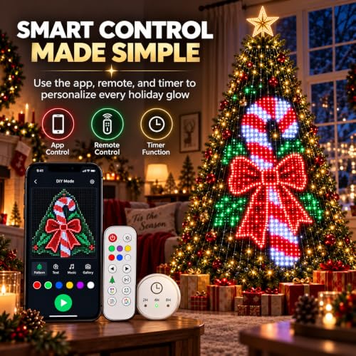 Smart Animated Christmas Tree Lights - DIY Pixel Light Show 6.9ft/2.1m (400 Lights) - App & Remote Control