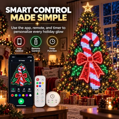 Smart Animated Christmas Tree Lights - DIY Pixel Light Show 6.9ft/2.1m (400 Lights) - App & Remote Control