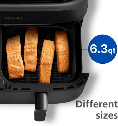 Philips Dual Basket Air Fryer - Versatile 9.5QT Touchscreen Cooking | Healthy 2-Drawer Design