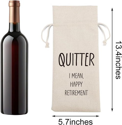 Funny Retirement Wine Gift Bag Retired Gifts for Women Men Farewell Goodbye Going Away Gifts for Mom Dad Boss Friends Teacher Nurse Coworker Colleague Quitter Wine Bags for Wine Bottles Gifts