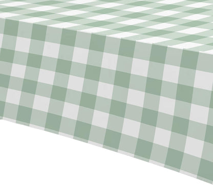 Sage Green Gingham Tablecloths - 3 Pack Disposable Plaid Party Supplies | 55in x 86in for Events