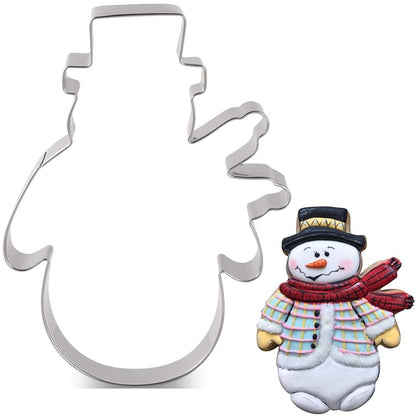 Snowman Cookie Cutter - 3.7 x 4.6 in, Stainless Steel, Safe for Dough & Fondant