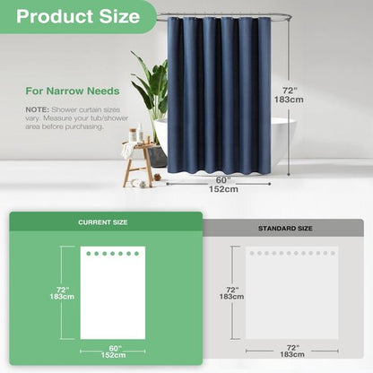 Dynamene 60 inch Stall Shower Curtain - Waffle Weave Heavy Duty Thick Fabric Shower Curtains for Bathroom,Weighted Hotel Spa Luxury Cloth Bath Curtain Set with 10 Plastic Hooks,60x72, Navy Blue