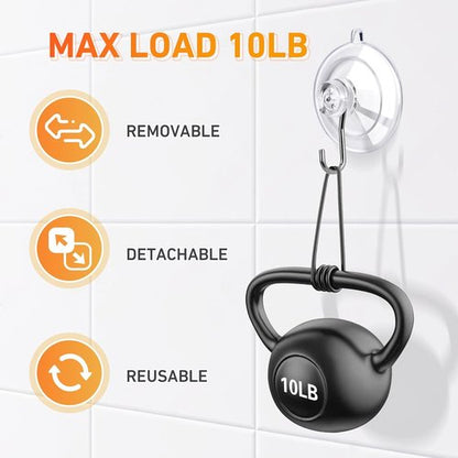 KORCCI Suction Cup Hooks - 12 Pack, 10LB Max Load, Clear Medium Cups, No Trace & Reusable | Ideal for Tile & Glass