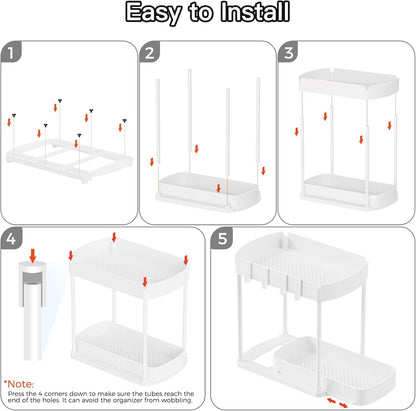 Ukeetap Multi-Purpose Pull-Out Storage Organizers - Under Sink & Cabinet, 12.8 Inch, White