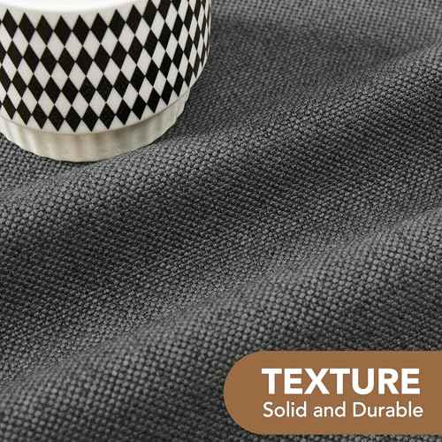 Deconovo Pack of 2 Pillow Covers 18x18, Decorative Linen Pillow Covers Accent Throw Cushion Case with Leather Label, Soft Boho Farmhouse Pillowcase for Couch Sofa Bed Living Room Decor, Dark Grey