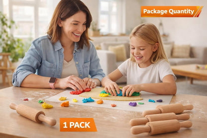 Skiennix 9-Inch Wooden Rolling Pin for Kids - Ideal for Baking, Play Dough, and Arts & Crafts