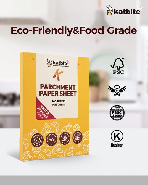 Katbite 200PCS Heavy Duty Parchment Paper Sheets - 12x16 Inch for Baking, Cooking & Frying