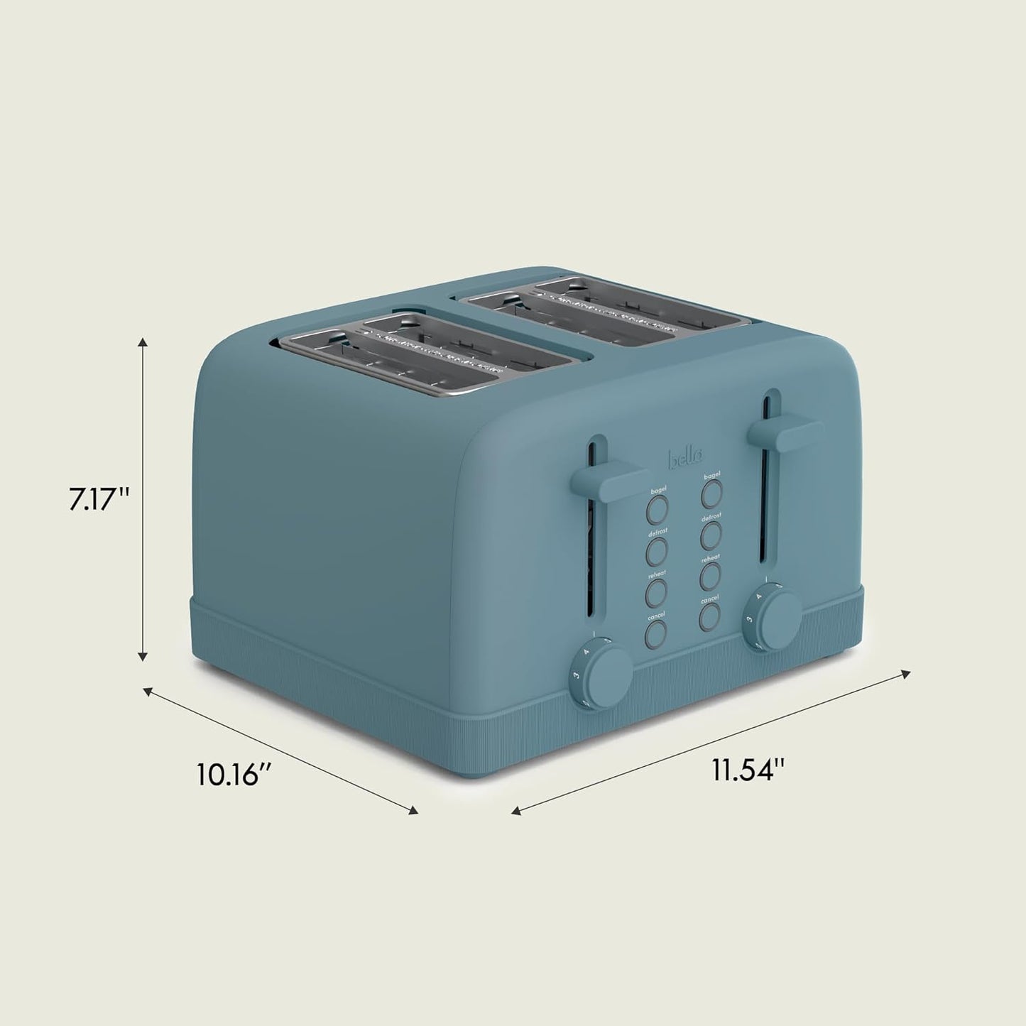 Bella 4-Slice Toaster - 6 Shade Settings with Reheat & Cancel Buttons | Removable Crumb Tray, 900W, Surf Color