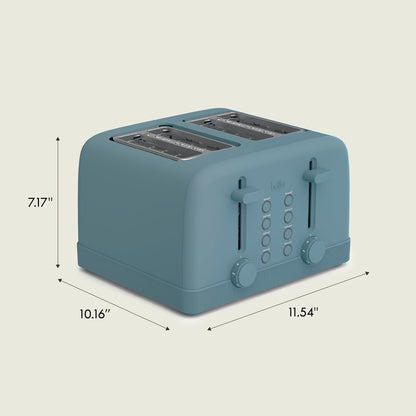 Bella 4-Slice Toaster - 6 Shade Settings with Reheat & Cancel Buttons | Removable Crumb Tray, 900W, Surf Color