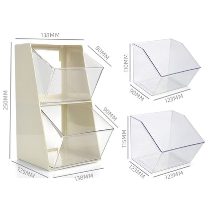 BILLION GOLD Acrylic Storage Containers Box, Desktop Tea Bag Organizer with 2 Drawers - Coffee Pod Holder for K Cups, Tea Bags, Creamer, Sugar Bags for Home Office(White)