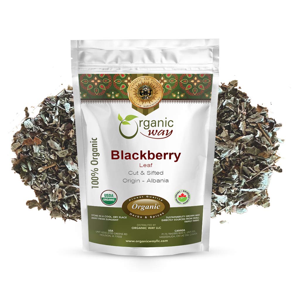 Organic Way Blackberry Leaf (Rubus fruticosus) Cut & Sifted - Herbal Tea | European Wild-Harvest | Organic & Kosher Certified | Non GMO & Gluten Free | USDA Certified | Origin - Albania (1/4LBS / 4Oz)