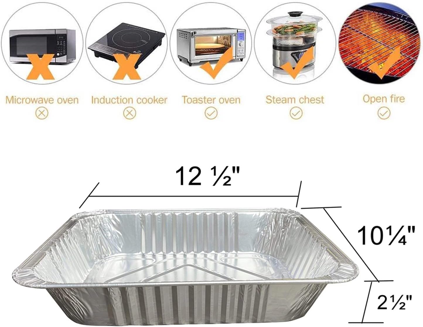 Waytiffer Aluminum Pans - 9x13 Disposable Foil Pans | Extra Thick Half Size Deep Steam Table Pans (10 Pack) for Baking & Serving