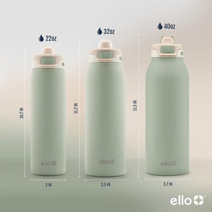 Ello Insulated Stainless Steel Water Bottle - Quick Fill Lid, Leakproof Design | BPA-Free, Double Wall, 22oz/32oz/40oz