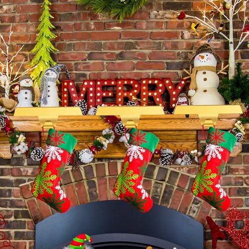Christmas Stocking Holders Set of 4 Gold Mantel Hooks Fireplace Hangers Xmas Décor
