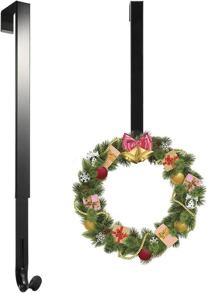 Linwnil Wreath Hanger - Adjustable 14-26 Inch Heavy Duty Hook for Front Door | Black, 20LB Capacity