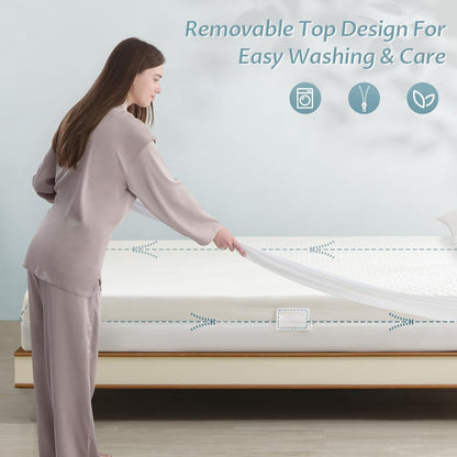 Regine Switzerland Queen Size Mattress Protector - 100% Waterproof Zippered Cover | Soft, Cooling & Noiseless Encasement for 10-12" Deep Mattresses