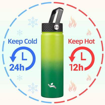 Skiennix 22oz Stainless Steel Water Bottle - Insulated with 3 Lids | Bamboo Grove Design