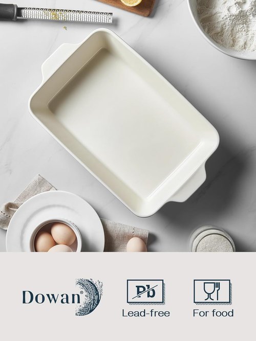 DOWAN 9x13-Inch Baking Dish - Deep Ceramic Casserole Pan with Handles | Oven Safe, 135 oz, Blue