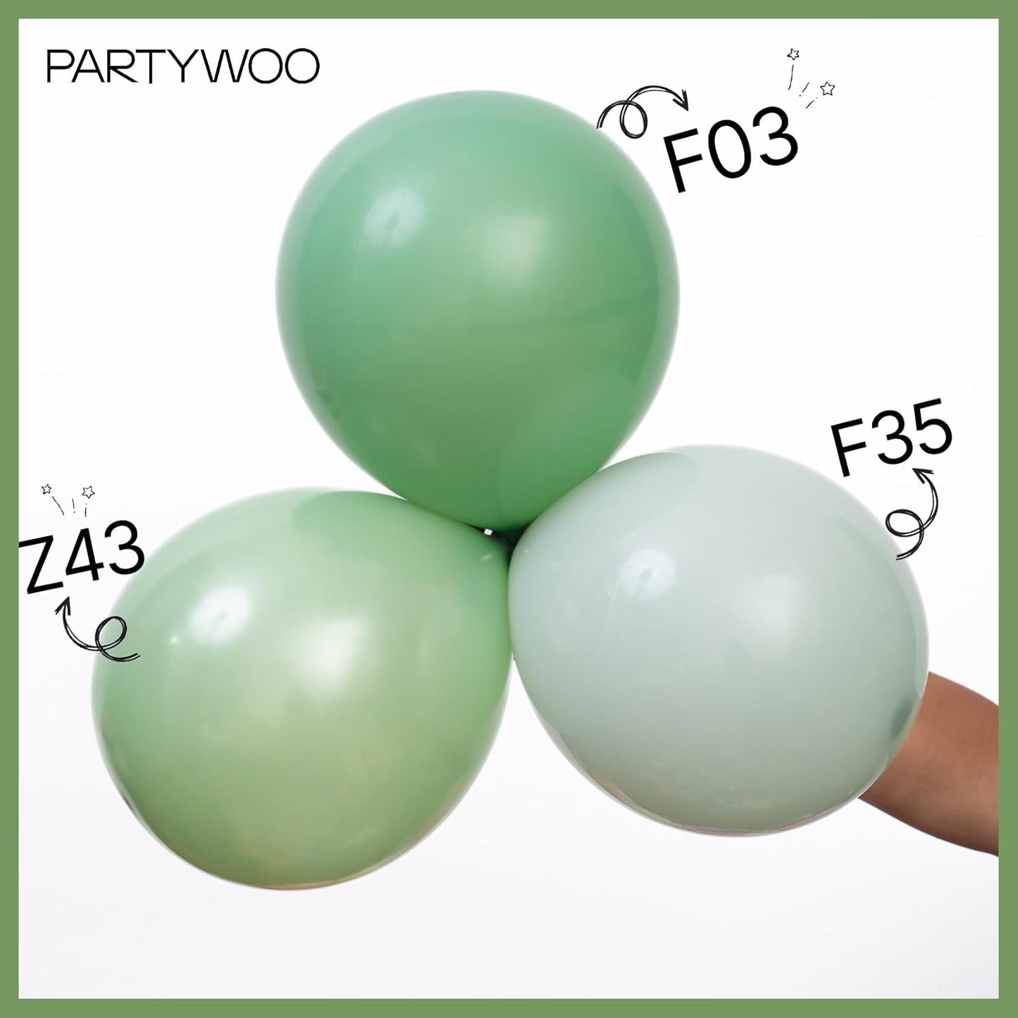 PartyWoo Pearl Light Green Balloons - 140-Piece Pastel Neon Green Balloon Arch Kit | Various Sizes for Baby Shower, Wedding, or Birthday Party Decorations