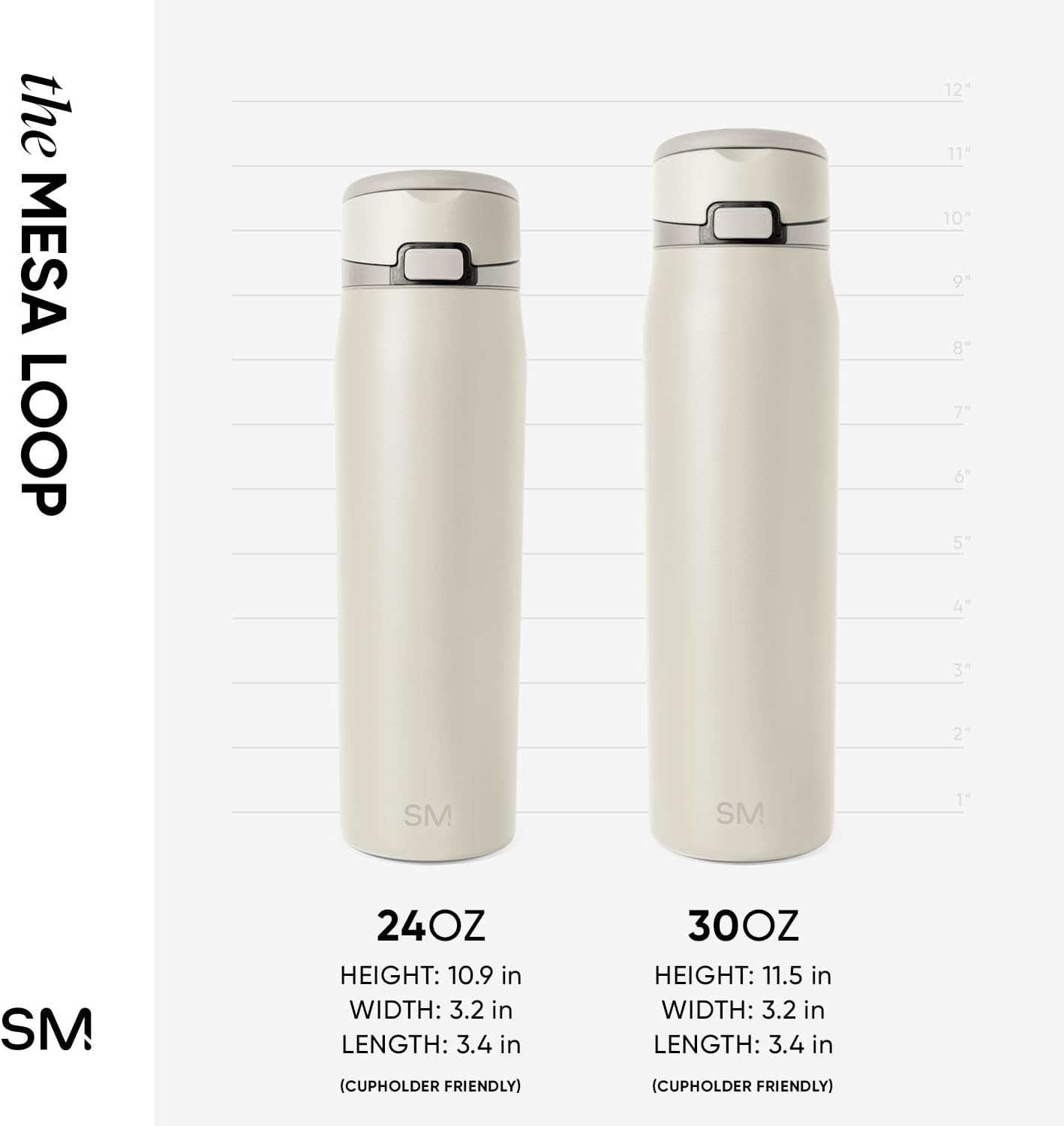 Simple Modern Mesa Loop Water Bottle - Insulated 24oz Stainless Steel with Covered Straw & Handle | Cashew